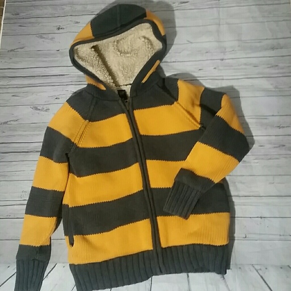 GAP KIDS Yellow & Gray Striped Hooded Sweater 8 M - Picture 7 of 7